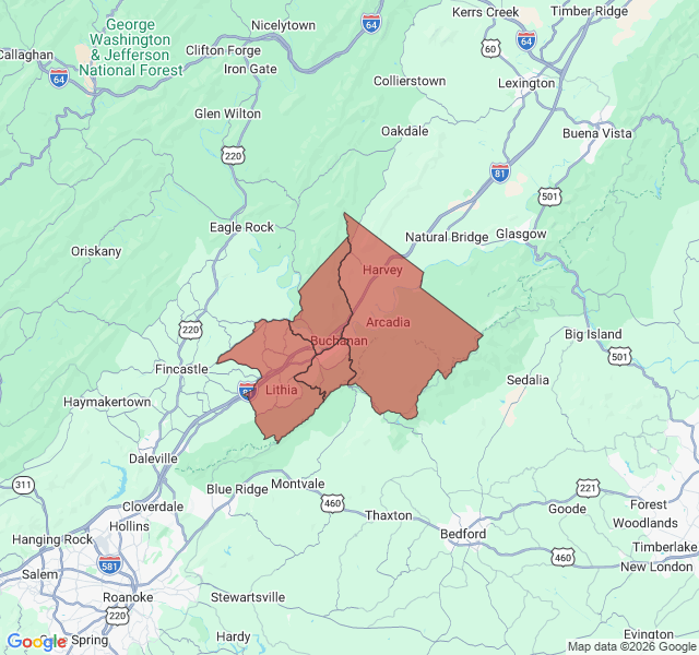 Map of septic coverage in Buchanan, VA