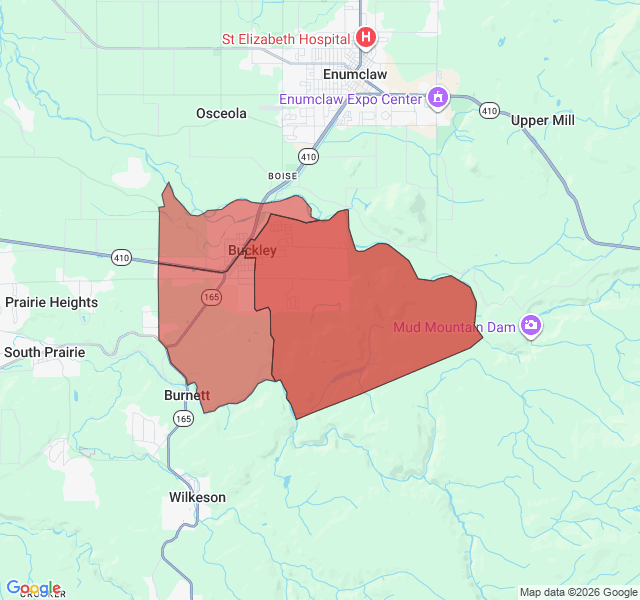 Map of septic coverage in Buckley, WA