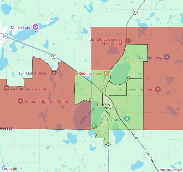 Map of septic coverage in Buffalo, MN