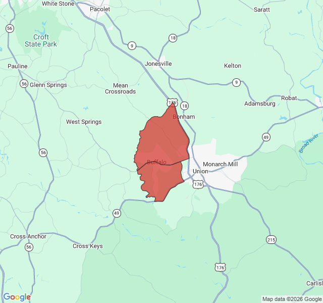 Map of septic coverage in Buffalo, SC