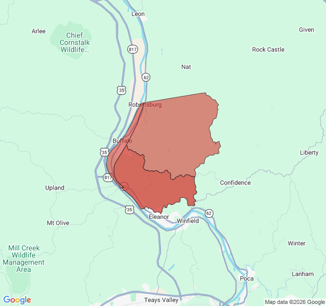 Map of septic coverage in Buffalo, WV