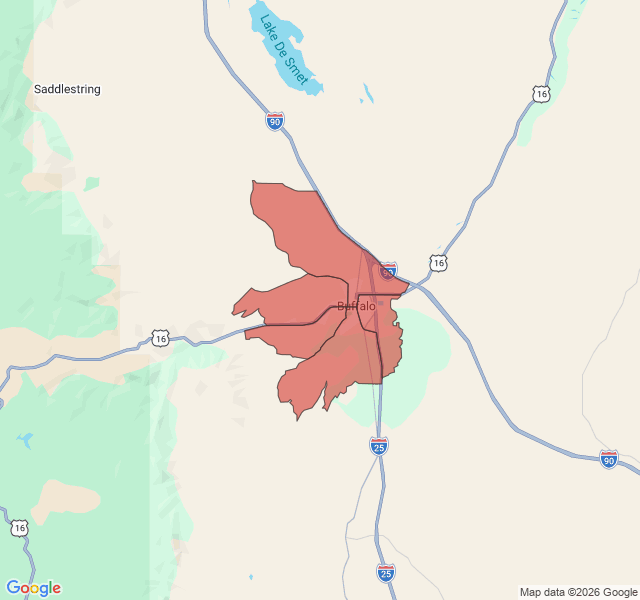 Map of septic coverage in Buffalo, WY