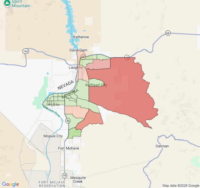 Map of septic coverage in Bullhead City, AZ