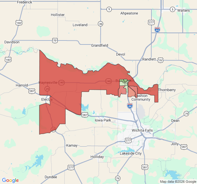 Map of septic coverage in Burkburnett, TX
