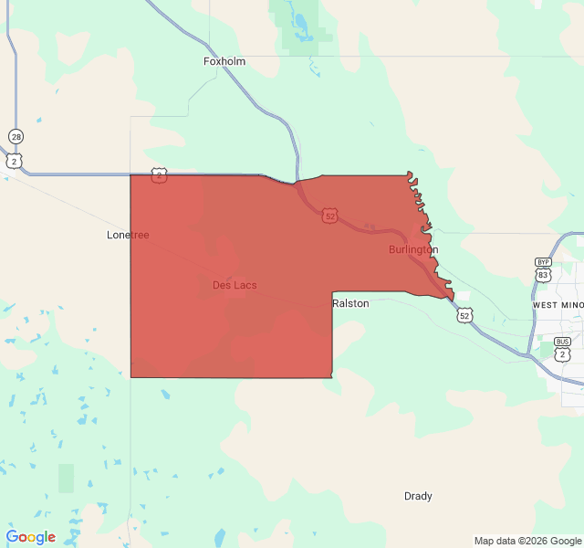Map of septic coverage in Burlington, ND