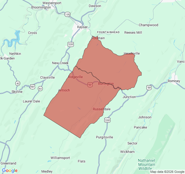 Map of septic coverage in Burlington, WV