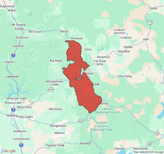 Map of septic coverage in Burney, CA
