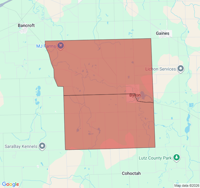 Map of septic coverage in Byron, MI