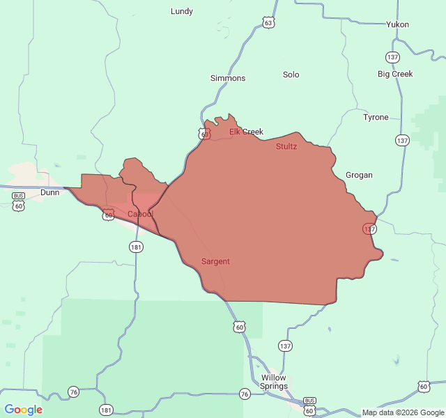Map of septic coverage in Cabool, MO