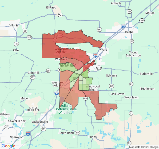 Map of septic coverage in Cabot, AR