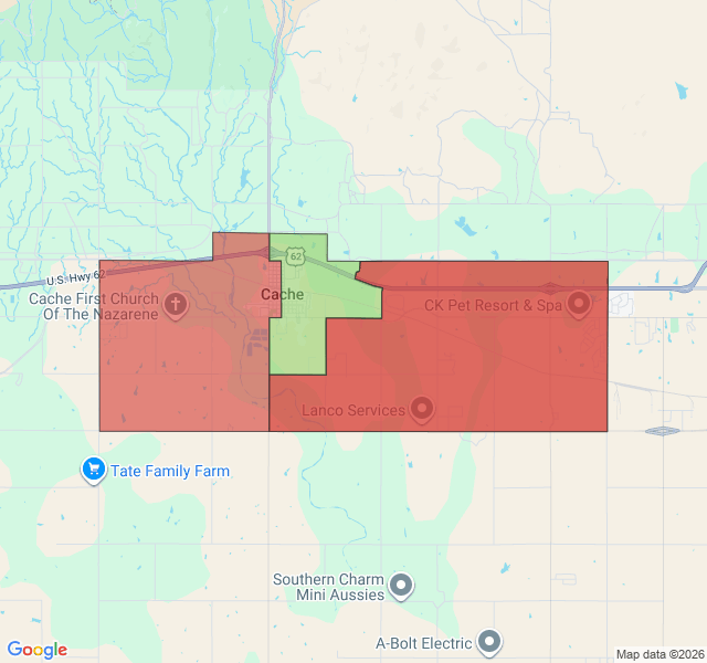 Map of septic coverage in Cache, OK