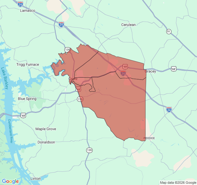 Map of septic coverage in Cadiz, KY
