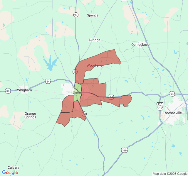 Map of septic coverage in Cairo, GA