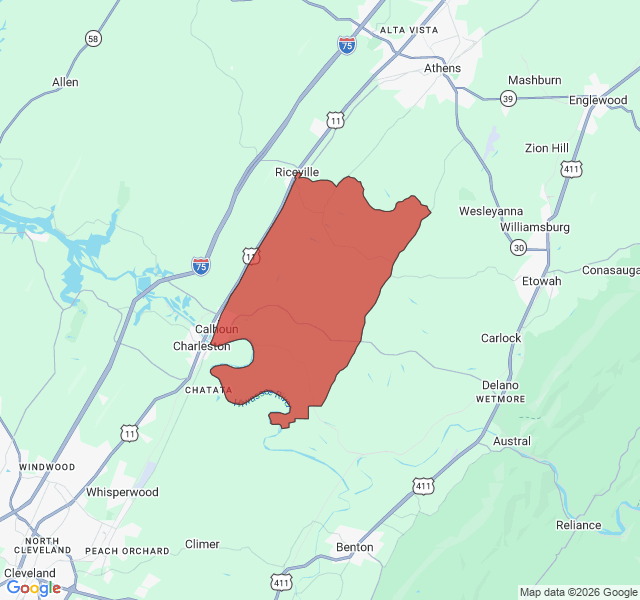 Map of septic coverage in Calhoun, TN