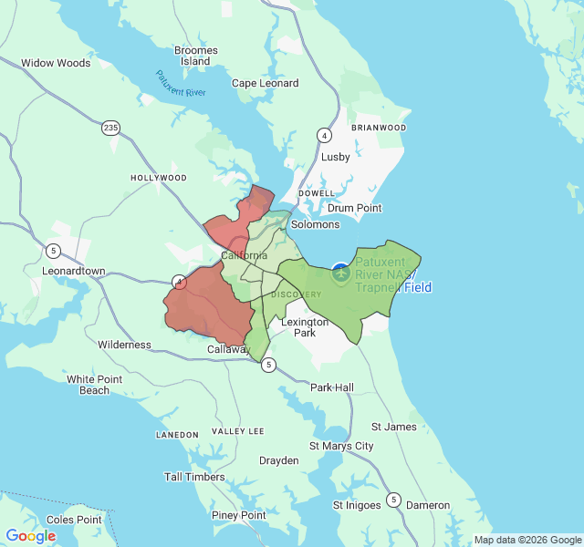 Map of septic coverage in California, MD