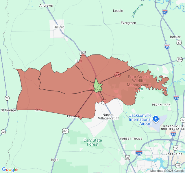 Map of septic coverage in Callahan, FL