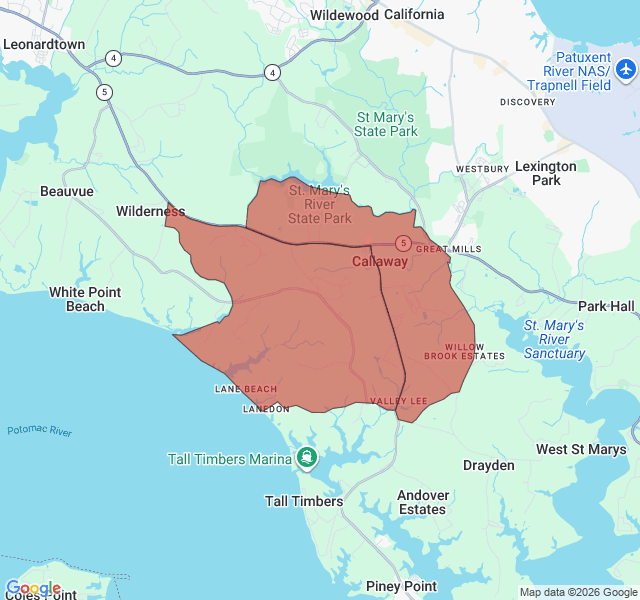 Map of septic coverage in Callaway, MD