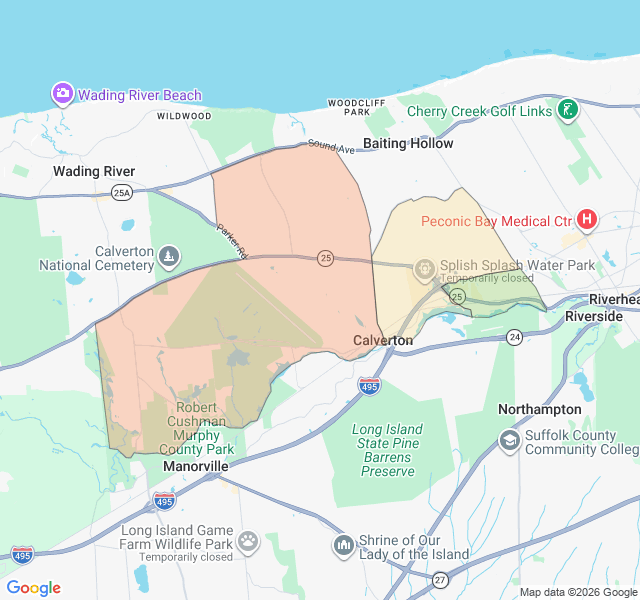 Map of septic coverage in Calverton, NY