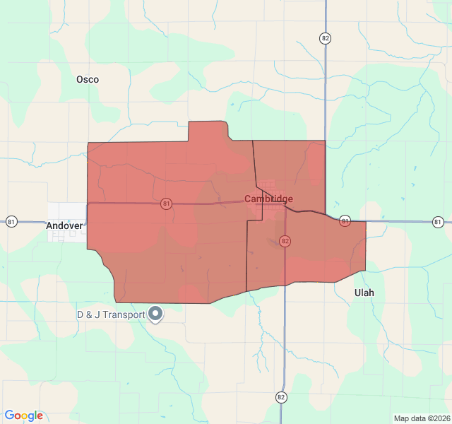 Map of septic coverage in Cambridge, IL