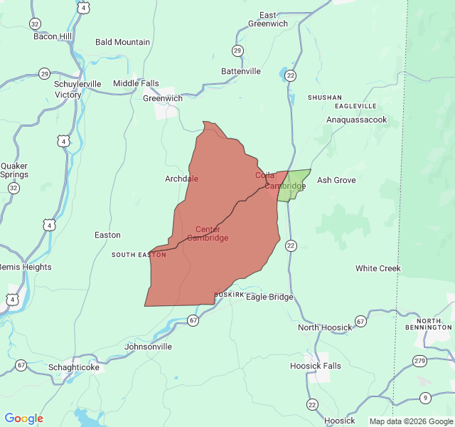 Map of septic coverage in Cambridge, NY