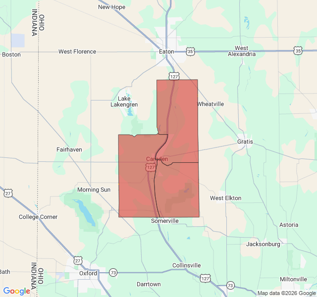 Map of septic coverage in Camden, OH