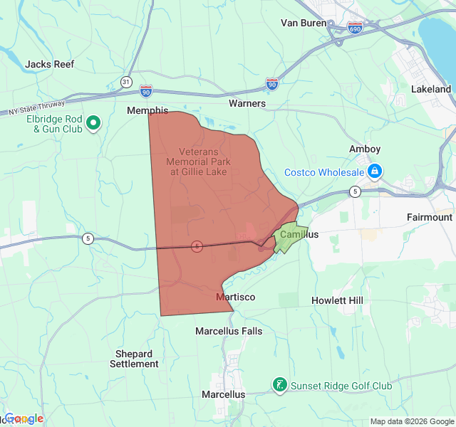 Map of septic coverage in Camillus, NY