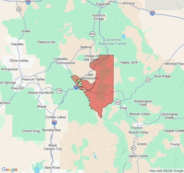 Map of septic coverage in Camp Verde, AZ