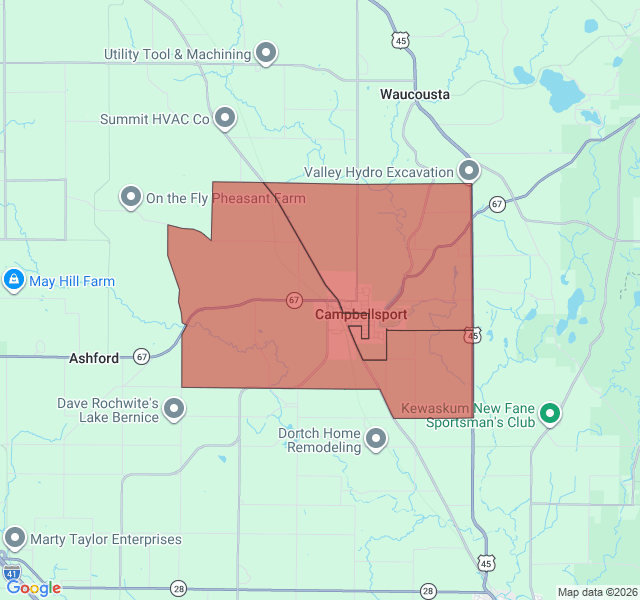 Map of septic coverage in Campbellsport, WI
