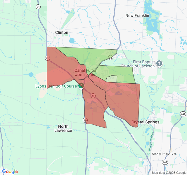 Map of septic coverage in Canal Fulton, OH