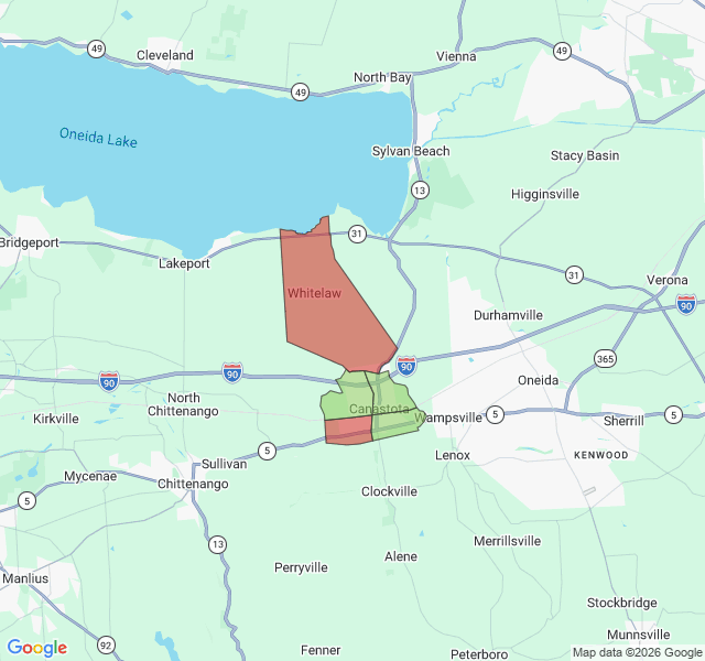 Map of septic coverage in Canastota, NY