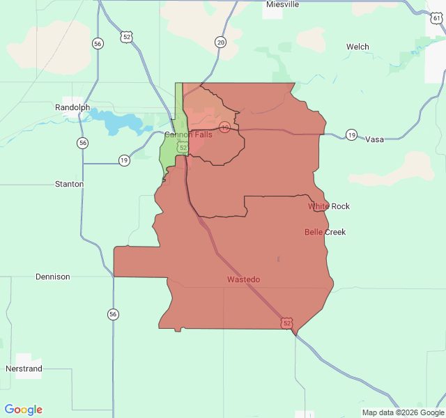 Map of septic coverage in Cannon Falls, MN