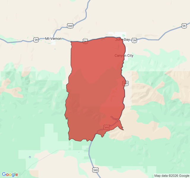 Map of septic coverage in Canyon City, OR