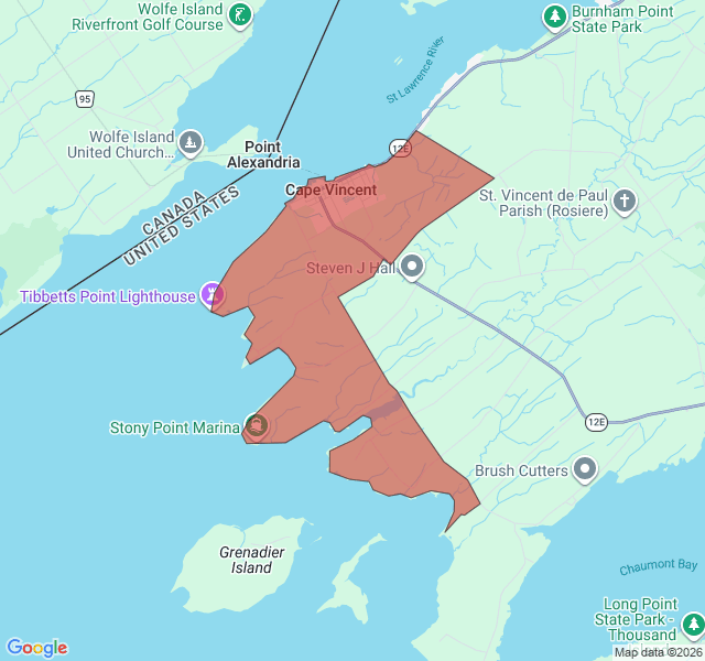 Map of septic coverage in Cape Vincent, NY