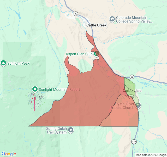 Map of septic coverage in Carbondale, CO