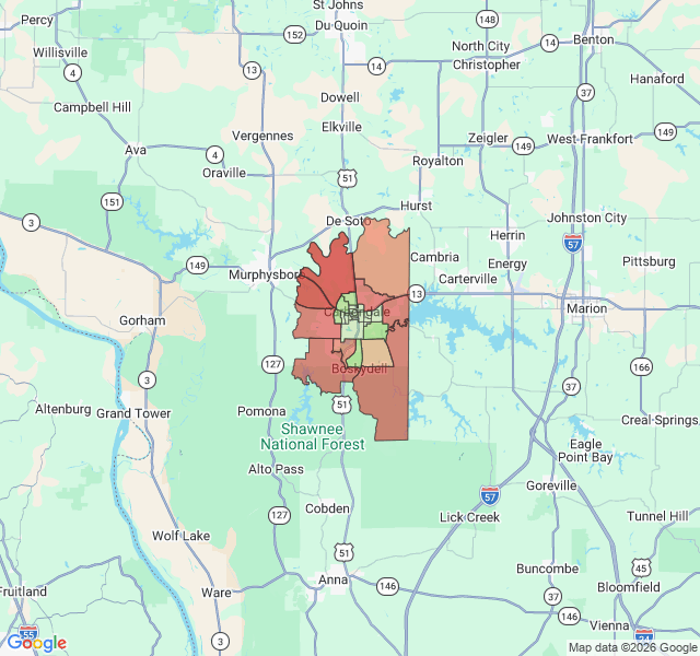 Map of septic coverage in Carbondale, IL