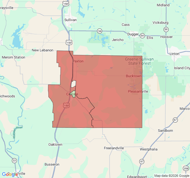 Map of septic coverage in Carlisle, IN