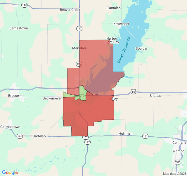 Map of septic coverage in Carlyle, IL