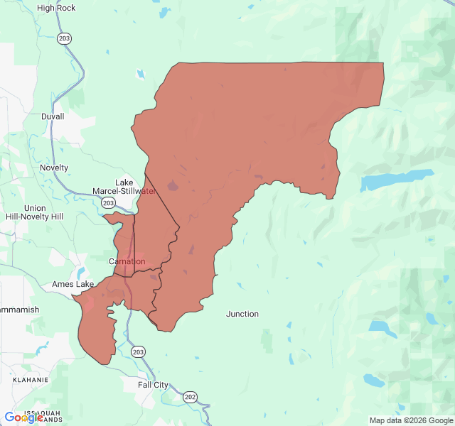 Map of septic coverage in Carnation, WA