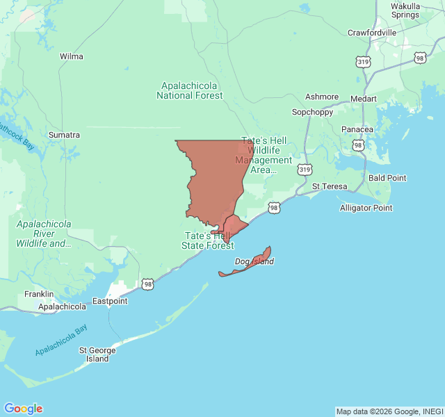 Map of septic coverage in Carrabelle, FL