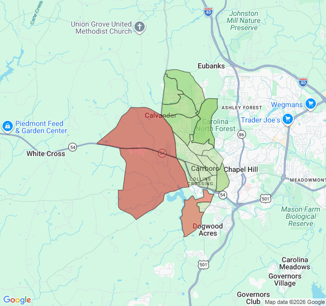 Map of septic coverage in Carrboro, NC