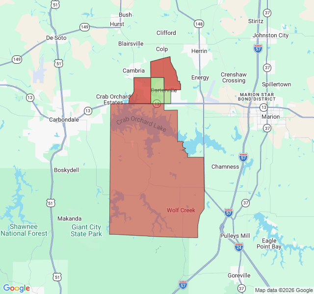 Map of septic coverage in Carterville, IL
