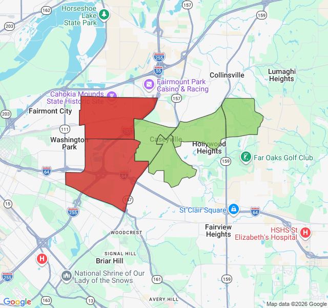 Map of septic coverage in Caseyville, IL