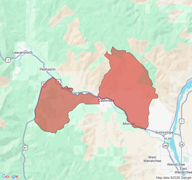 Map of septic coverage in Cashmere, WA