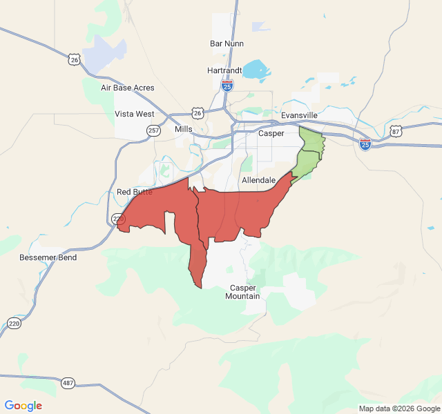 Map of septic coverage in Casper, WY