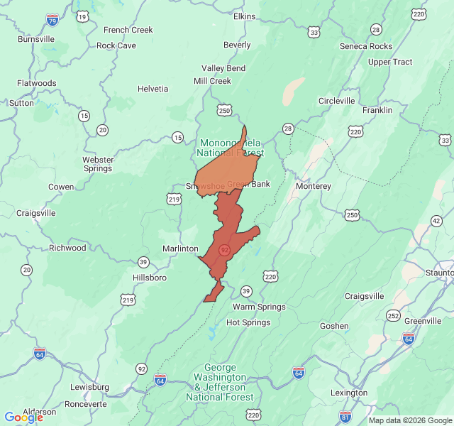 Map of septic coverage in Cass, WV