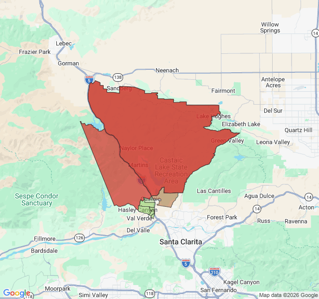 Map of septic coverage in Castaic, CA