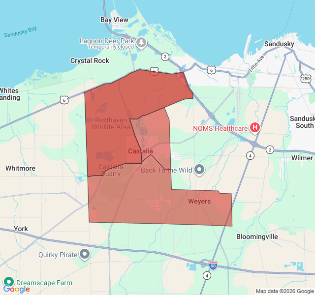 Map of septic coverage in Castalia, OH