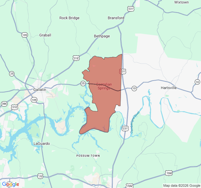 Map of septic coverage in Castalian Springs, TN