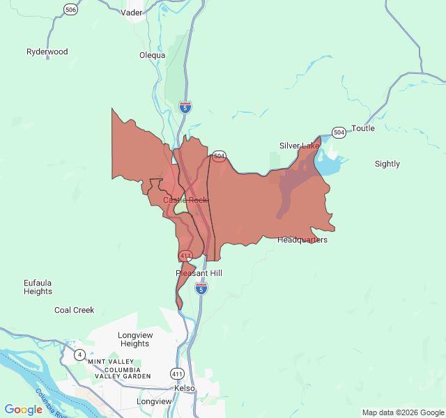 Map of septic coverage in Castle Rock, WA