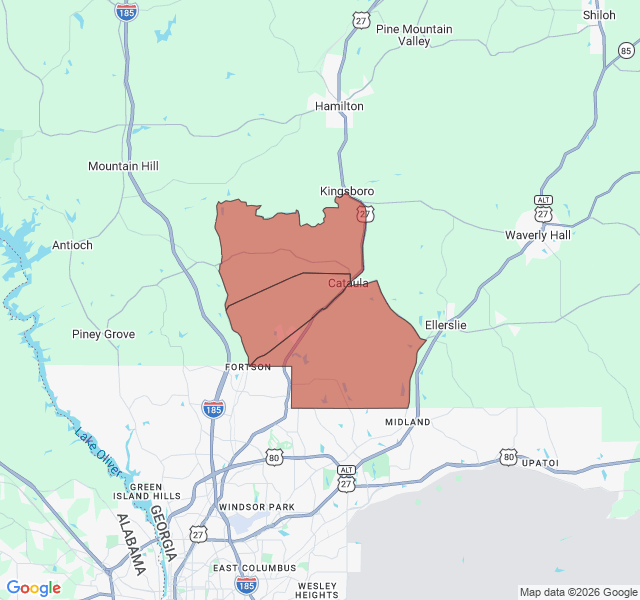 Map of septic coverage in Cataula, GA